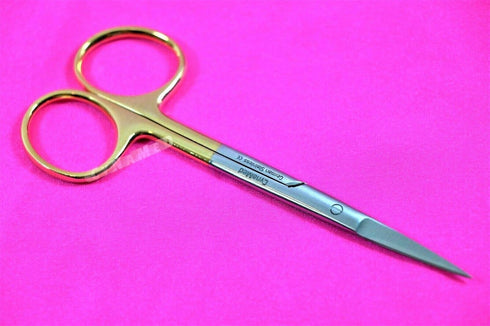 Premium German Iris Supercut Micro Dissecting Scissors, Curved 4.5" with Tungsten Carbide Inserts