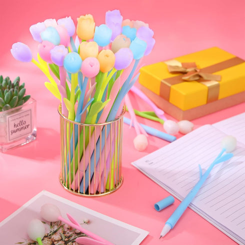 Tinlade 200 Pcs Color Changing Flower Gel Pens, 0.5mm Black Ink Cute Kawaii Ball Point Pens for Kids
