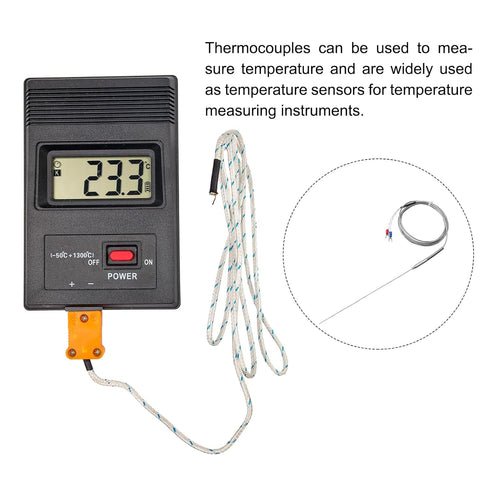 MECCANIXITY K Type Thermocouple Temperature Sensor Probe 1x200mm 6.6ft Wire 0 to 1000°C Stainless Steel