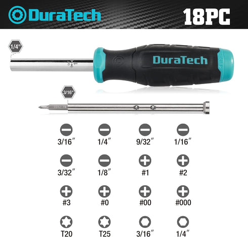 DURATECH Multi-bit Screwdriver Set, 18-in-1 with T-bar and Precision Screwdriver for Repairing
