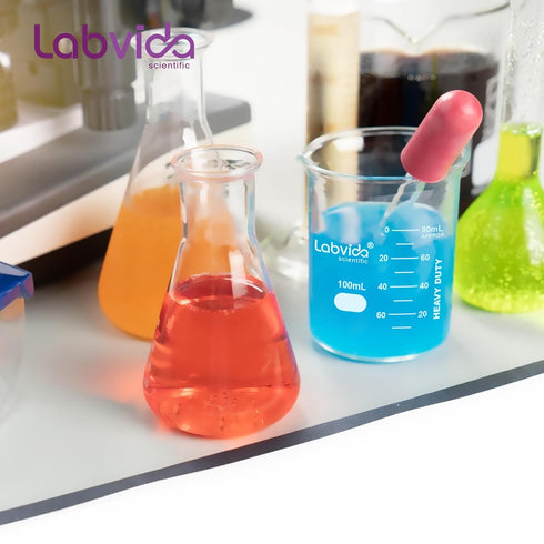 10pcs 100ml Upgraded Thick Glass Beakers, Griffin Low Form Set with Double Scale, 3.3 Boro, LVA024