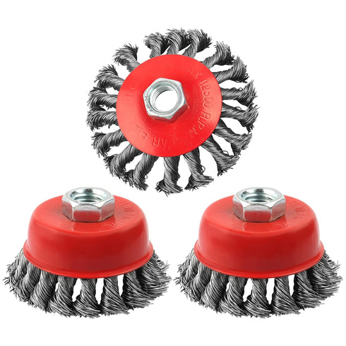 3 Pack Wire Wheel Brush for Angle Grinder, 4 Inch Angle Grinder Wire Wheel, Wire Wheels for 4 1/2 Angle Grinder, 5/8
