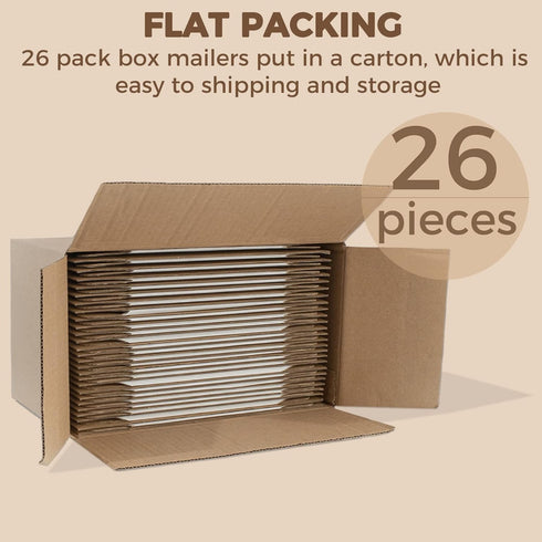 Golden State Art, 8x6x3 White Shipping Boxes, Durable Corrugated Boxes for Small Business Mailing, Pack of 26