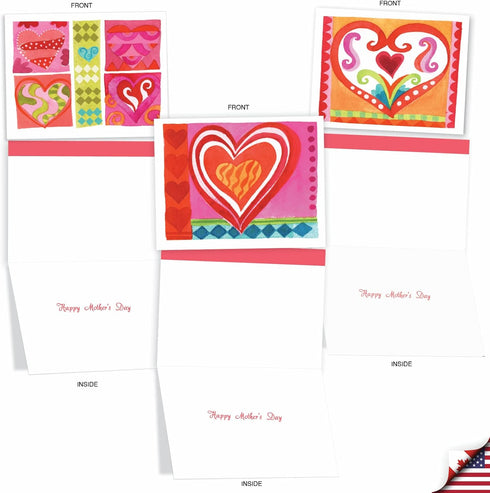 The Best Card Company 10 Assorted Mother's Day Notecards Bulk Box Set, 4 x 5.12 Inch, 10 Designs with Envelopes