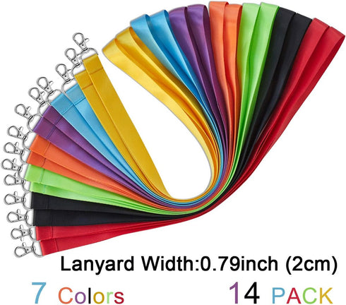 YOUOWO Cruise Lanyards Solid Durable 14 Pack 7 Colors for ID Card Badge Holder Office Neck Keychain