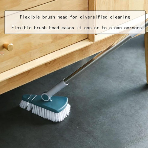 37" Tub Cleaner Brush with Long Handle, Extendable Tub Scrubber with Locking Head, No Scratch Shower Cleaning Brush