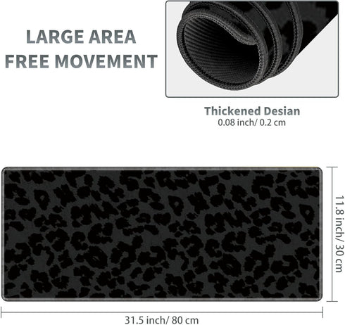 Large Gaming Mouse Pad Plus a Coasters + Cable Clips, Black Leopard Print Extended Mousepad (31.5 x 11.8) with Stitched Edge, Foldable Computer Keyboard Desktop Animal Decor Mouse Mat for Home Office by SROJDHFJB