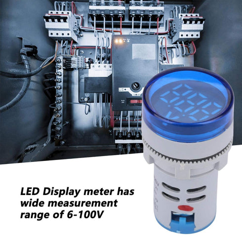 LED Voltmeter Light Digital Display Voltage Meter Indicator Round Lamp Tester Wide Measurement Range 6-100V
