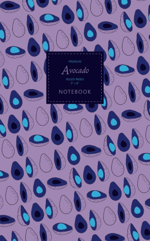 Avocado Notebook - Ruled Pages - Premium Purple Dark Edition, Fun Notebook with 96 Lined Pages, 5x8 Inches