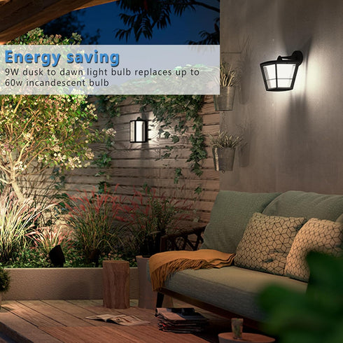 4 Pack Dusk to Dawn Light Bulbs, 9W A19 E26, 5000K Daylight, 720LM, Automatic On/Off LED Outdoor Lighting for Porch