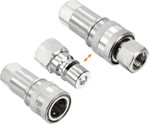 PATIKIL Hydraulic Quick Connect Coupler Set - Carbon Steel G1/4 Female Pipe Fitting Plug Adapter