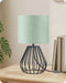 Green Table Lamp, Small Sage Green Lamp with Linen Shade & Black