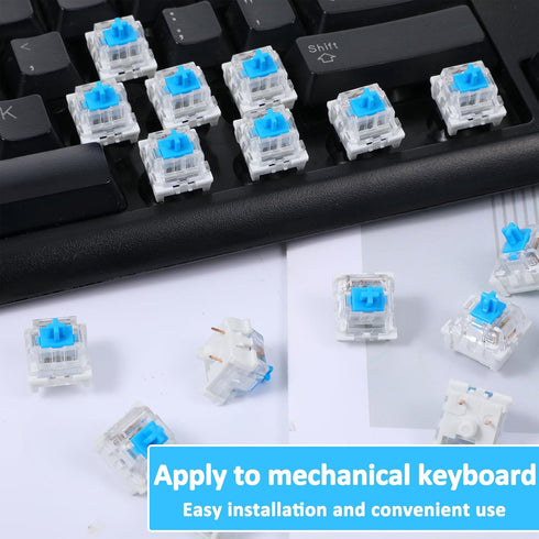 Josojoou 12 3 Pieces Blue Mechanical Keyboard Switches, Pin Pre-Lubricated Clicky Key Switches, Dustproof