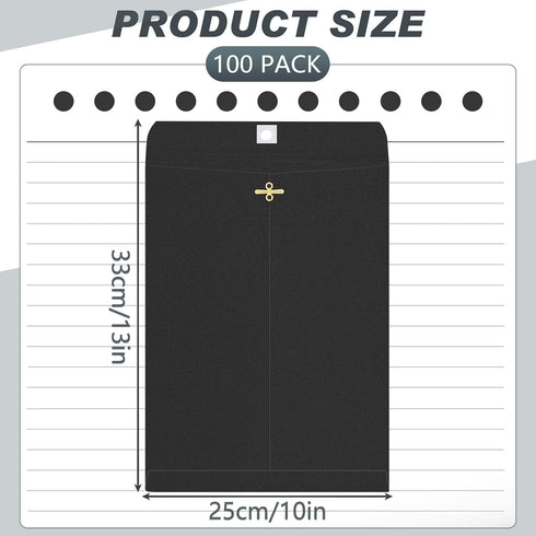 Geyee 100 Pcs Clasp Manilla Envelopes - Gummed Mailing Envelopes for Storing or Mailing, 10 x 13 Inch