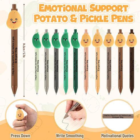 Sayglossy 60 Sets Employee Appreciation Gifts Bulk Positive Pickle Potato Pens with Animal Pun Note Cards Thank You