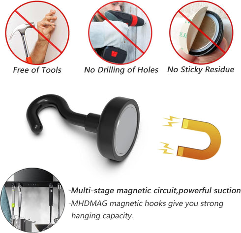 Magnetic Hooks for Refrigerator - Cruise Ship Accessories, 50LBS Super Magnets with Neodymium Rare Earth