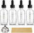 4 Pack 2 oz Glass Dropper Bottles with Measured Dropper, 60ml Dark Clear Tincture Bottles for Essential Oils