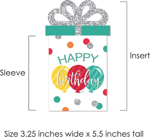 Set 8 Big Dot of Happiness Colorful Happy Birthday - Birthday Party Money and Gift Card Sleeves - Nifty Gifty Card