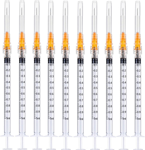 15Pack 1ml/cc Plastic Sterile Syringes with 25Ga and Cap, Individually Packaged for Scientific Labs and Industrial