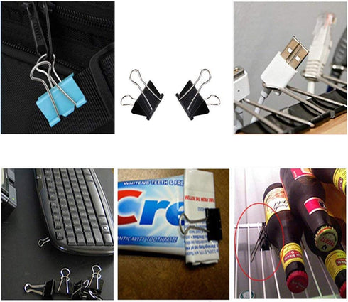 Mini Binder Clips, 1/2 Inch, 12 Pack, Medium, Black, Document Organizing, Office Work, Archive Work