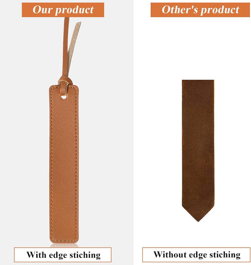 Zonon 10 Pieces Handmade Genuine Leather Bookmarks, Personalized Page Markers for Book Lovers (Light Tan)
