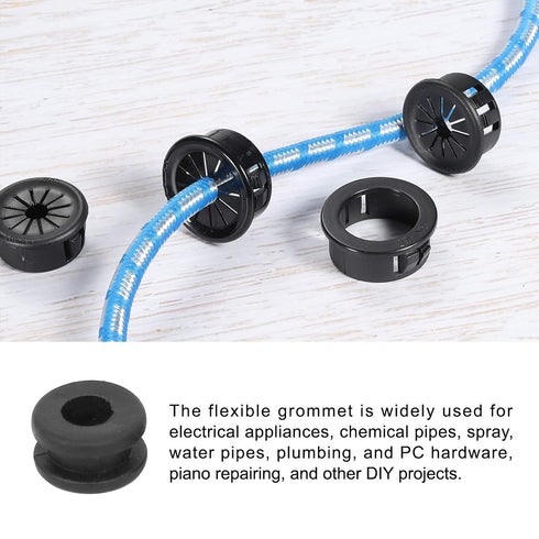 Rubber Grommets, Flexible Wire Hole Plug - 5 mm Mount Dia/Black/PVC, 50 Pcs