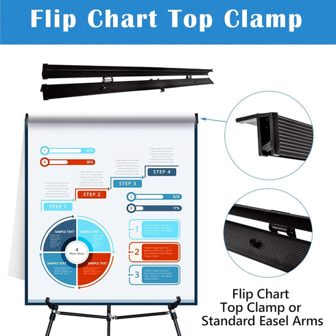 Falling in Art Aluminum Flip Chart Display Easel Stand, Adjustable Floor for Boardroom, 63 1/2'' High, Black