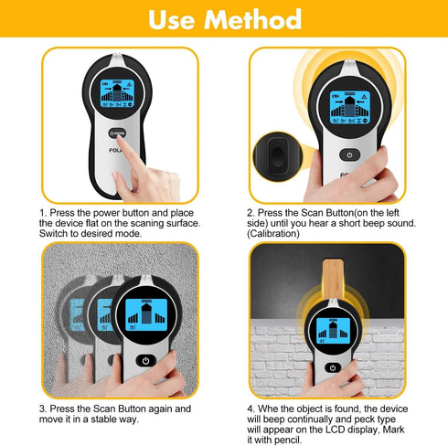 Stud Finder Wall Scanner: 5 in 1 Upgraded Electronic Scanner with Battery for Wood, Metal, AC Wire