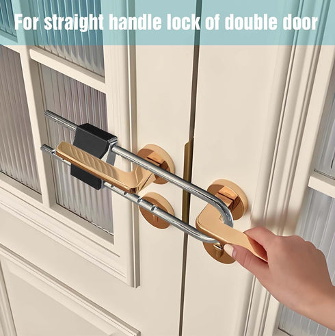 ROZEKEAN French Door Lock, Door Security Bar, Double Door Locking Device, Keyed Extra Door Lock for Doors with Double