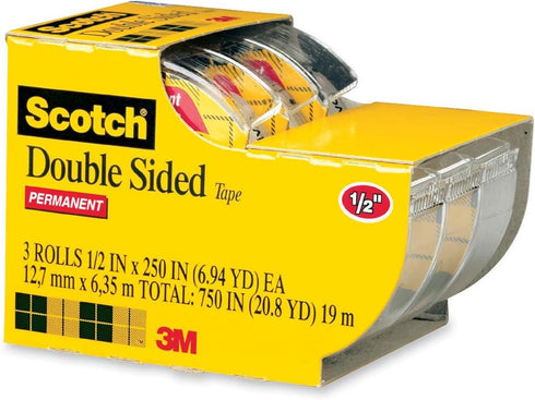 Scotch 665 Double-Sided Office Tape with Hand Dispenser, 1/2" x 250" - Sold as 2 Packs of 1, Total of 2 Each