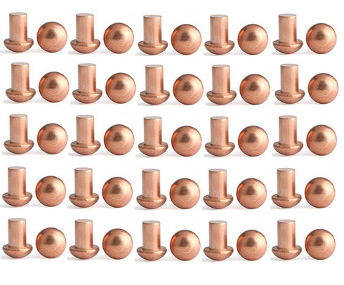 YXQ 50 Pcs Copper Solid Rivets, 1/4 Diameter 5/16 L Shank Round Head Fasteners, M6x8