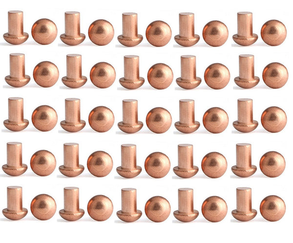 YXQ 50 Pcs Copper Solid Rivets, 1/4 Diameter 5/16 L Shank Round Head Fasteners, M6x8