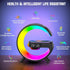 15W LED Wireless Charger Lamp with Bluetooth Speaker, Intelligent Color Changing Table Lamp, Fast Charging, Alarm