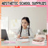 Janlaugh 38 Pcs Aesthetic College School Supplies, Pen Case, Sticky Notes, Gel Pens, Highlighters, Pink Color