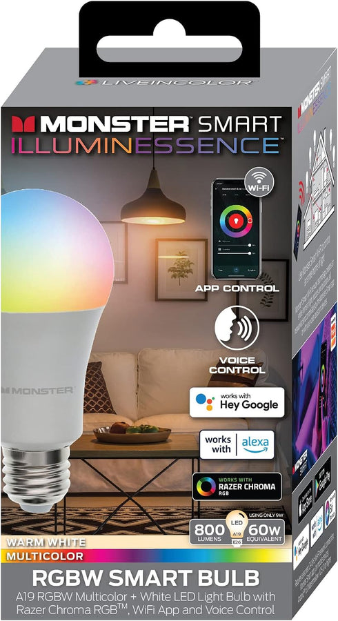 Bulb, 16,000,000 1-Pack, 9 Monster Multi-Color and Warm-White LED Light Lighting Possibilities, Customizable with App