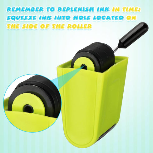 Teling 3 Pcs Dashed Handwriting Line Practice Roller Stamp, Self Inking Line Rolling Stamps for Teacher Classroom