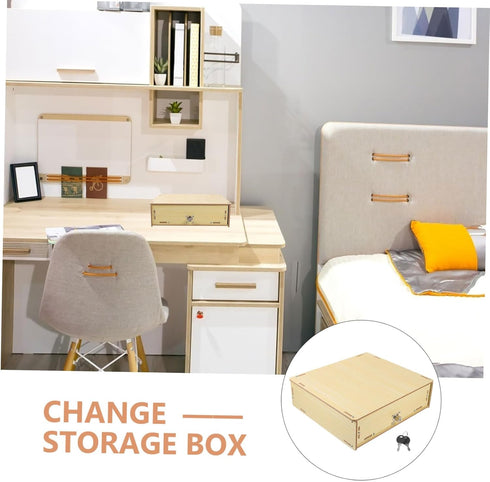 Wooden Cash Drawer Organizer - Change Storage Box for Desk and Business Use