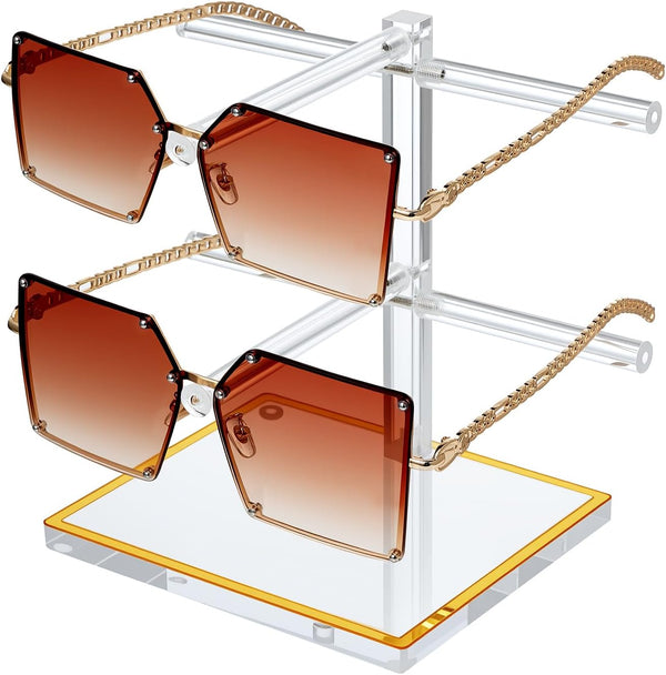 2-Tier Acrylic Sunglasses Display Stand, Clear Glasses Stand for 2 Pairs, Luxury