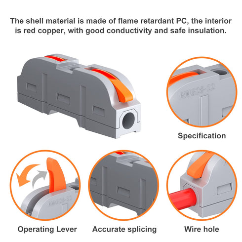 60pcs Lever Wire Connectors, Push-in Inline Electrical Wire Connector, Quick Connect Splice Wire Connectors