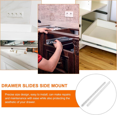 2pcs Side Mounted Plastic Drawer Slides Smooth Sliding Rails for Wardrobe Cabinet Bedside Tables Dressers Runners