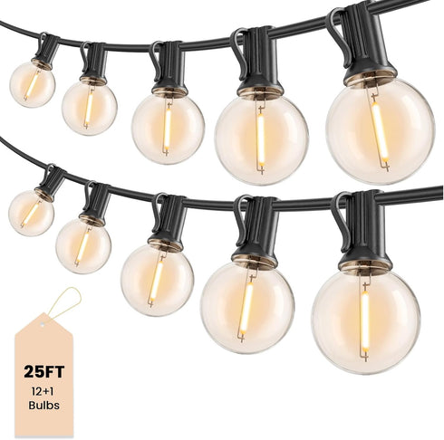 Outdoor String Lights 25 ft, G40 Led Patio Light with 13pcs Bulbs,