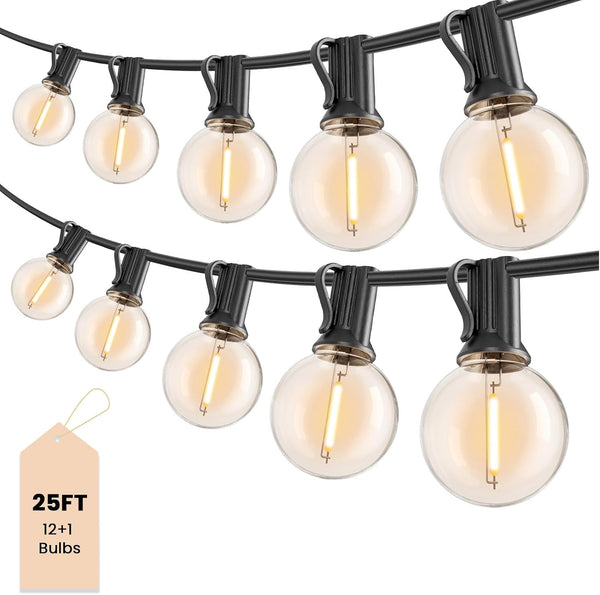 Outdoor String Lights 25 ft, G40 Led Patio Light with 13pcs Bulbs,