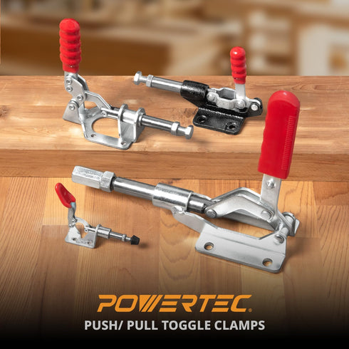 POWERTEC 2PK Toggle Clamp, 100lbs Capacity, 301A Quick Release Push Pull Clamp for Woodworking Jigs