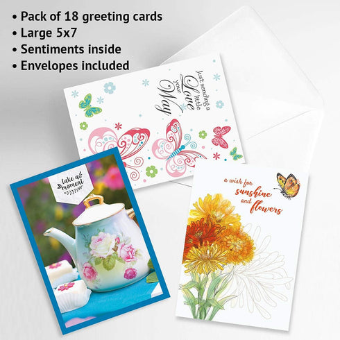 Get Well Greeting Card Value Pack by Current – Set of 18 (9 Designs), Large 5 x 7 inches, Envelopes Included