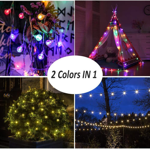 40ft 80 Mocalido Globe String Lights Battery Operated Outdoor, LEDs Hanging Lights with Remote, Warm White & Multicolor