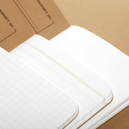 Field Notes Original Kraft 3-Pack, Mixed Paper Memo Books (1 Graph/Grid, 1 Ruled/Lined, 1 Plain/Blank)