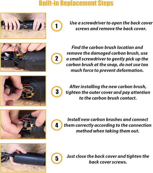 40Pcs Electric Motor Carbon Brushes Replacement for Power Tool, 10 Sizes