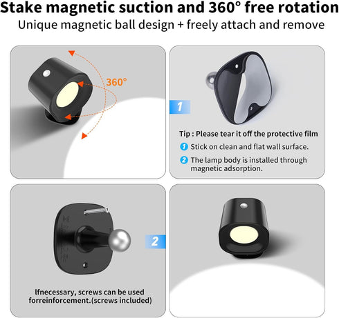 Phylosal Motion Sensor LED Wall Lights with Remote, Cordless LED Wall Mounted Sconces with RGB & Warm White Lighting
