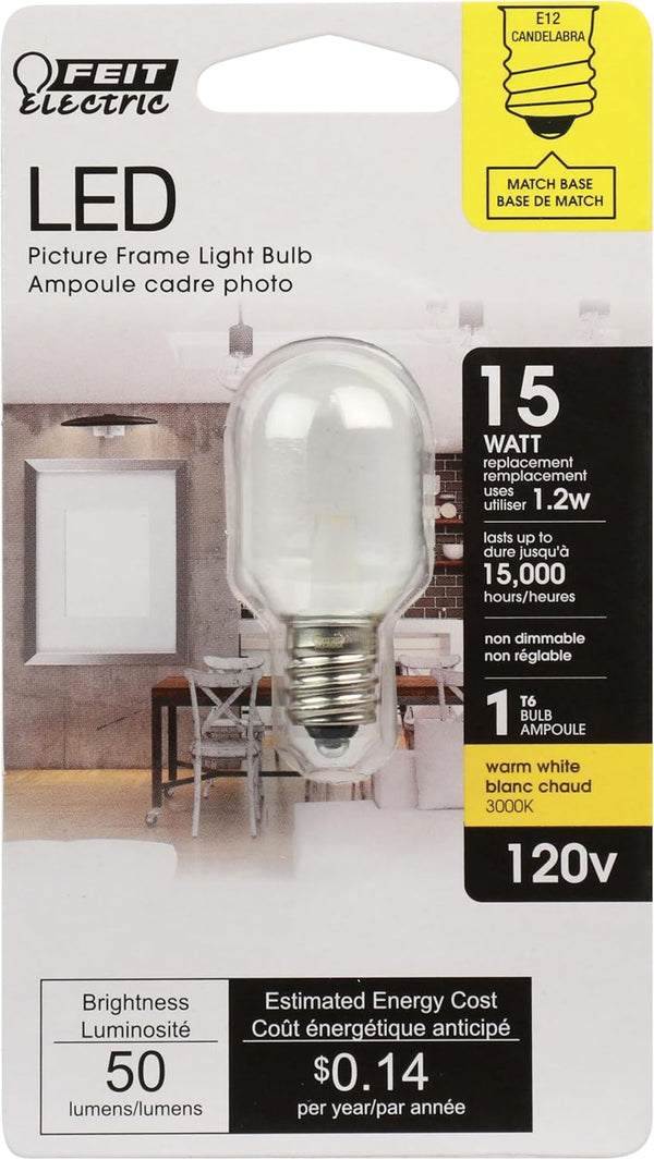 Feit Electric BPT6/SU/LED 15W Equivalent T6 Special Use Non-Dimmable LED Light Bulb,