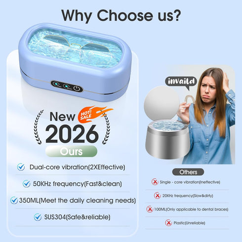 Timer,50KHz 304 Professional Ultrasonic Jewelry Cleaner with Digital Ultrasonic Cleaner Machine with Stainless Steel